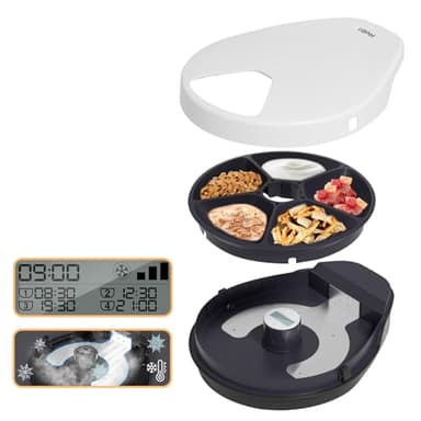 Refrigerated Automatic Cat Feeder for Wet Food, 5 Meal Timed Auto Dispenser with Semiconductor Cooling, 4 Days Freshness for Indoor Cats Wet/Dry/Raw Food