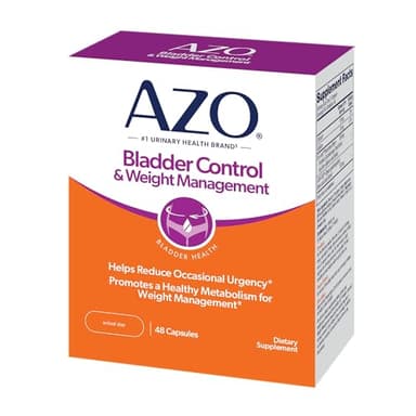 AZO Bladder Control with Go-Less® & Weight Management Dietary Supplement | Helps Reduce Occasional Urgency* | Promotes Healthy Metabolism* | Supports a Good Night’s Sleep* | 48 Capsules