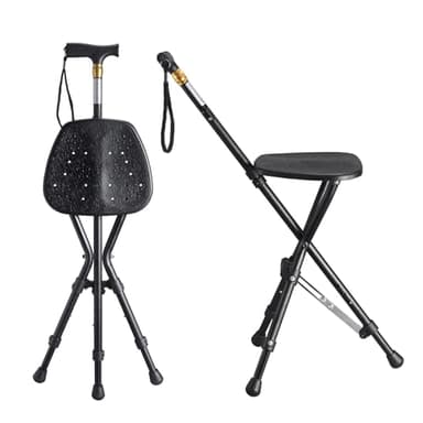 LILICANES Walking Cane with Seat – Folding Lightweight Cane Chair for Seniors, Portable and Sturdy Walking Stick with Comfortable Seat for Elderly, Travel Outdoor Use