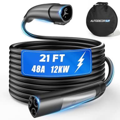 Autodecor 1Up 21ft 48A for Tesla Charger Extension Cable - UL Certified Heavy-Duty Silver-Plated NACS EV Extension Cord Compatible with Tesla Mobile Connector & Wall Charger, Model 3/Y/S/X/Cybertruck