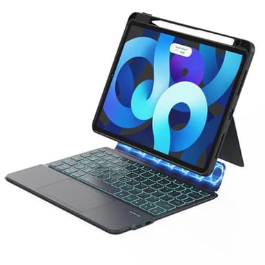 ZENLU iPad Case with Keyboard Detachable for iPad Air 10.9"/11"(4/5/6/7 Gen) & 11" iPad Pro (1/2/3/4 Gen), Rugged Case with Trackpad, Pencil Holder, 7-Color Backlights, Vertical Kickstand (Black)