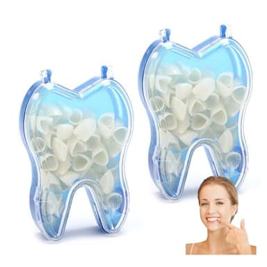 YAFIYGI 100Pcs Tooth Caps for Broken Tooth Mixed Sizes Dental Crowns Kit Temporary Teeth Covers Front Cap Adults Temporales Crown Repair for Smile Decoration White