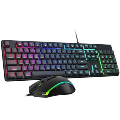 Redragon Updated S107 Gaming Keyboard and Mouse, RGB Gaming Keyboard and 10000 DPI Mouse Combo with 25-Key Anti-Ghosting, 1K Hz Programmable Mice with Software, Plug & Play to PC, Laptop [Upgrade]