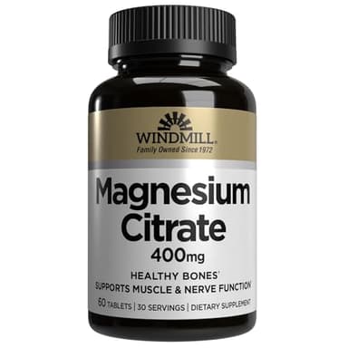 Windmill Natural Vitamins Magnesium Citrate 400 mg, Immune Support, Supports Healthy Heart, 60 Count, 30 Servings