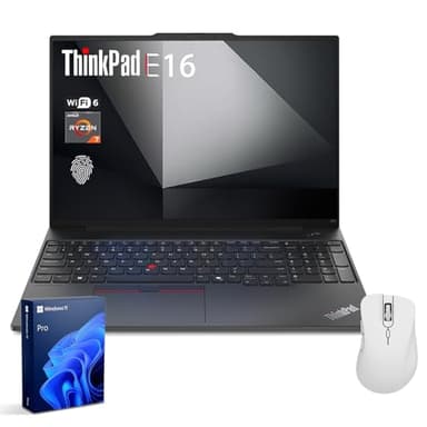 Lenovo ThinkPad E16 Gen 2 Business Laptop, 16" FHD+, AMD Ryzen 7 7735U, 16GB DDR5 RAM, 512GB SSD, Fingerprint, Backlit Keyboard, HDMI, Wi-Fi 6, Windows 11 Pro, Black, w/Bundle