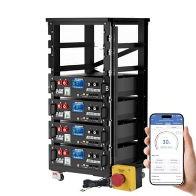ECO-WORTHY (Cubix 100 Pro) 48V 100Ah(4 Packs) Server Rack LiFePO4 Lithium Battery, Low-Temperature Resistant Cells,LED Display,Bluetooth & WiFi Connectivity,for Solar Energy Storage, Home Backup Power