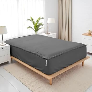 Zip On Sheets King Size Zipper Fitted Sheet - Includes 1 Fitted Base + 2 Zip On Sheet - Upto 16” Inch Deep Pockets - Easy to Use, Won’t Pop Off - Soft Microfiber King Size 78X80 - Dark Gray