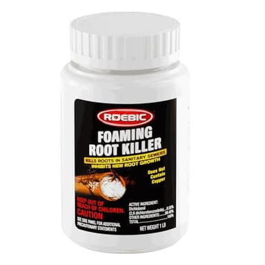 Roebic FRK Foaming Tree Root Killer, Chemical Septic System, Drain Field and Sewer Line Pipe Clog Remover and Root Destroyer, Safe for Bathroom Toilet, White Granules, 1 lb