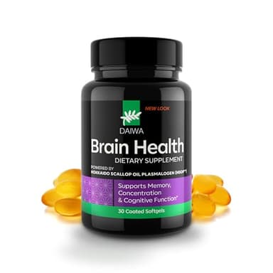 DAIWA Advanced Omega-3 Brain Supplement - Phospholipid Omega Formula with Hokkaido Scallop Oil Plasmalogen for Memory, Focus and Cognitive Wellness - 30 Softgels