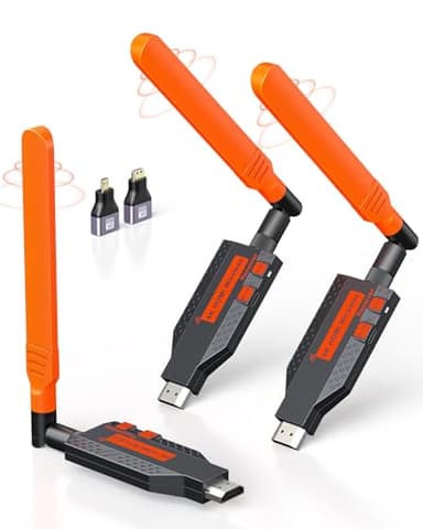 Coolpie 2026 Upgraded Wireless HDMI Transmitter and 2 Receiver, 4K Decode 1080P HD Output, 350FT/100M Long Range, 5.8G Stable Connection Plug & Play Low Lag for Multiple TV/Monitor/Projector