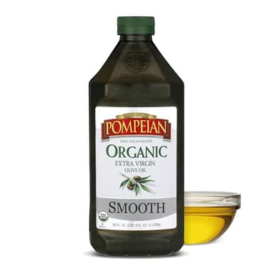 Pompeian USDA Organic Smooth Extra Virgin Olive Oil, Contains Polyphenols, First Cold Pressed, 68 Fl Oz