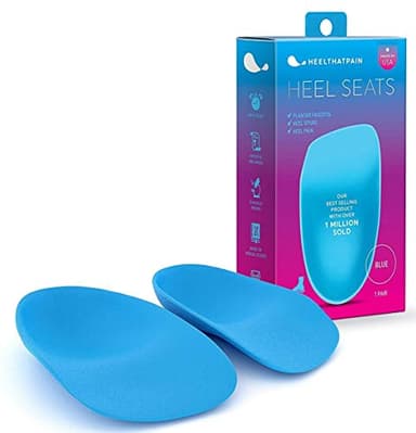 Heel That Pain® Heel Seats® Insoles for Plantar Fasciitis, Heel Pain, and Heel Spurs - Patented Fascia-Bar® Orthotic Heel Cups - Firm Rubber, Medium (Women's 6.5-10, Men's 5-8)