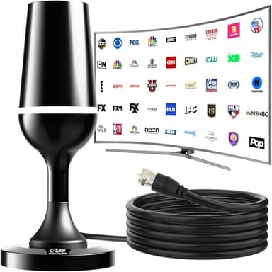 TV Antenna Indoor, 2026 Upgraded HD Antenna for Smart TV, Long Range 360° Reception Digital Antenna with Strong Magnetic Base for Local Channels Support 4K 1080p