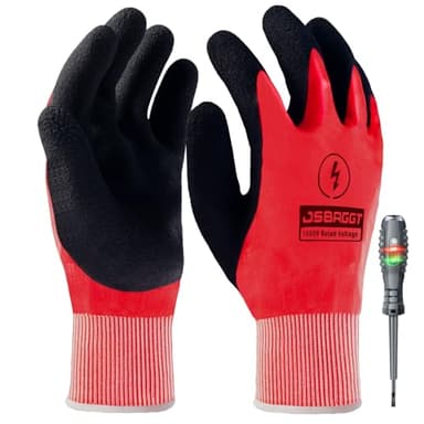 JSBAGGT Electrician Gloves Voltage Resistance Electrician High Voltage Gloves Insulation Work Gloves Flame Retardant & Rubber Non-Slip Grip for Electrical Work (Red, 1000V-1PC)