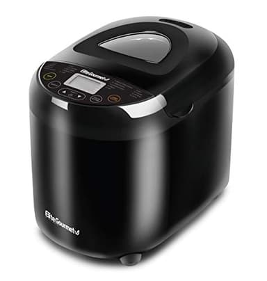 Elite Gourmet Programmable Bread Maker, 2 lb Loaf, 3 Sizes, 19 Presets incl. Gluten-Free, Dough & Jam, Delay Timer, Black