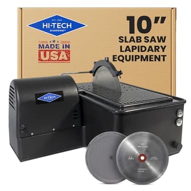 Hi-Tech Diamond - 10" Lapidary Equipment - Lapidary Saw for Cutting Rocks, Glass Cutting, Trimming, Sawing Machine - Rock Cutting Saw, Stone Cutter - Includes TWO 10" Diamond Blades