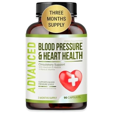 Heart Health Blood Pressure Support Supplement - Support Blood Pressure & Healthy Circularity Naturally with Hawthorn Berry & Hibiscus.Vitamins Pills for Healthy Hypertension (BP) & Healthy Heart.