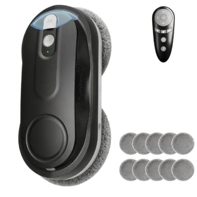 KKI Window Cleaning Robot, Automatic Window Cleaner Robot, AC Power, Dual Spray, Max 3200Pa, AI Path Planning & Edge Detection, for High-Rise Windows, Glass,Door,10xCloths, X3