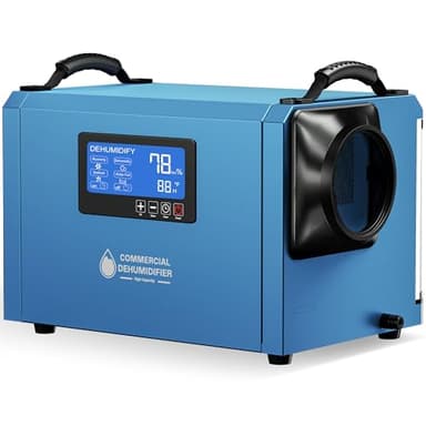 145 Pints Commercial Dehumidifier for Large Basements & Crawl Spaces up to 6500 Sq.Ft, Industrial Dehumidifiers for Water Damage Restoration, Auto Defrost, Continuous Drain Hose, Memory Function, Blue