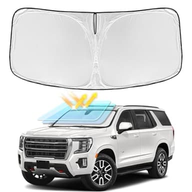 for GMC Yukon/Yukon XL 2021-2025 2026 Windshield Sun Shade - 4 Layers Car Sunshades for Front Windows Shade Cover Custom Fit Yukon Sun Visor 250T Retractable Shade Blocks UV Rays Car Accessories