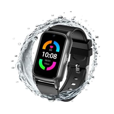 Fajocru Fall Detection Smart Watch for Seniors with GPS Tracking, SOS Alert & HD Video Call, Waterproof Fitness Tracker for Dementia/Alzheimer’s, 4G Safety (Modern，Black)