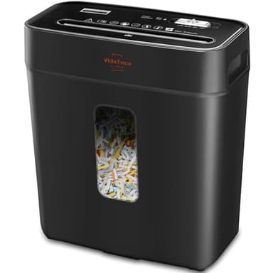 VidaTeco Paper Shredder for Home Use 6-Sheet Cross-Cut Shredder,Also Shred Card/Clip/Staple,P-4 Higher Security,Small Document Shredding Machine for Office,Heavy Duty with Jam Proof,3.04-Gal Bin