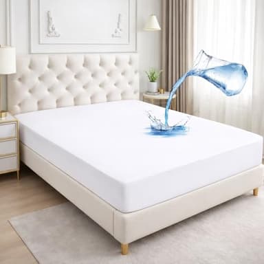 Comfort Beddings 100% Organic Cotton Mattress Protector Full Size Mattress Cover 250GSM, Waterproof, Noiseless Fitted Bed Cover Protector with 8"-18" Deep Pocket