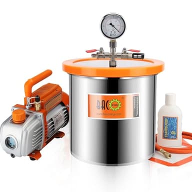 BACOENG 3 Gallon Tempered Glass Lid Vacuum Chamber with Pump, Stainless Steel Degassing Chamber Kit for Resin, Silicone, Epoxies and Stabilizing Wood