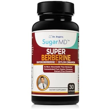 SugarMD Super Berberine Supplement – 250mg GlucoVantage Dihydroberberine with Ceylon Cinnamon - 5X More Absorbable Than Regular Berberine – 30 Capsules (30 Day Supply)