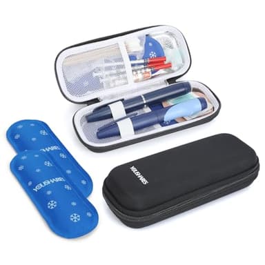 YOUSHARES Insulin Cooler Travel Case, GLP-1 Diabetic Medicine Cooling Bag for Zepbound for Mounjaro Pen, Refrigerated Diabetes Supplies Organizer with 2 TSA Approved Ice Pack