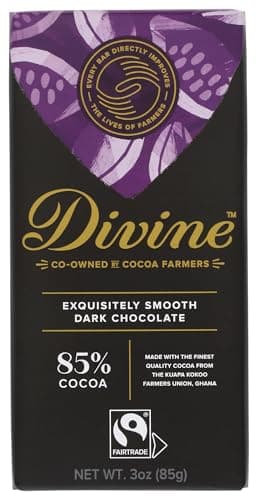 Divine Chocolate, Bar Dark Chocolate Exquisitely Rich 85%, 3 Ounce