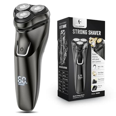 Electric Razor for Men Cordless: Wet/Dry Rotary Shaver Waterproof - USB Fast Charging & Sensitive Skin Care - Pop up Trimmer & Precision Blades Upgraded B2 Black-Silver