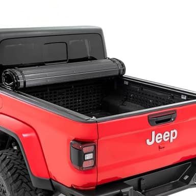 Rough Country Hard Roll-Up Tonneau Cover for Jeep Gladiator JT (2020-2026) - Aluminum Truck Bed Cover, Fits 5' Bed