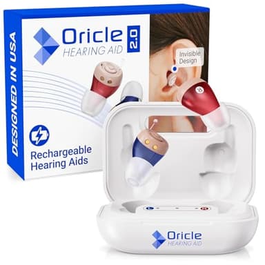 Oricle Standard 2.0 Hearing Aids for Seniors - Oricle Hearing Aids for Adults with Advanced Noise Cancellation - Easy Volume Control with Portable Charging Case