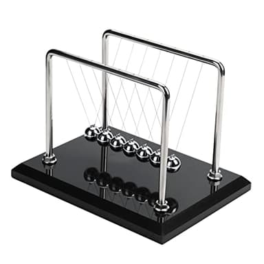 CERROPI Newton Cradle Balance Balls, Newton Pendulum with 7 Balls, Classic Newton Swing Ball, Science Physics Gadget | Desk Toys & Accessories, 70+ Sec Swingtime, Marble Base, Black