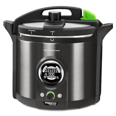 Presto 02144 12-Quart Digital Pressure Canner - Digital Display, Waterbath Capable, 10-Built-In Safety Features, Recipe Book, Black Stainless Steel