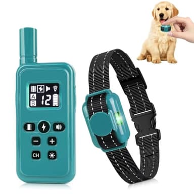 Ultra-Small Dog Shock Collar, Ultra-Thin & Light Dog Training Collar with Remote for Small Dogs 5-15lbs & Medium Large Dogs, 2000ft Range, Waterproof, Rechargeable,Cyan