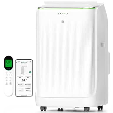 ZAFRO Smart Inverter Portable Air Conditioners, 14000 BTU (10000 BTU SACC) Dual Hose Portable AC Unit with Energy Saving/Ultra Quiet(42dB)/Drainage-free Cooling/APP/Remote for Multi-Scenario Use
