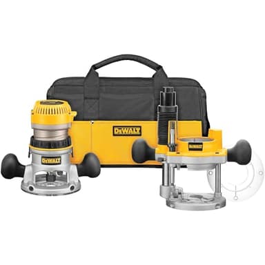 DEWALT Router, Fixed and Plunge Base Kit, Soft Start, 12-Amp, 24,000 RPM, Variable Speed Trigger, Corded (DW618PKB)