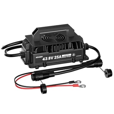 Redodo 36V 25A Lithium Battery Charger IP65 Waterproof, Fast Charging AC-DC Charger with 0V Activation for 38.4V LiFePO4, LED Display & Full Protection for Golf Cart, RV, Marine, Trolling Motor