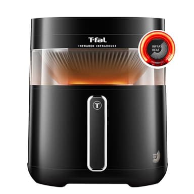T-fal Infrared Air Fryer, 2x Faster Than Traditional Heating*, Large Air Fryer Dehydrator Combo, 8 Cooking Functions, Window With Light, No-Shake Technology, Dishwasher Safe, 1800W, Black