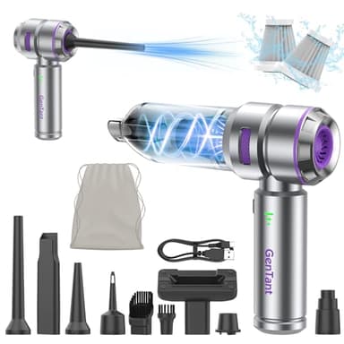 GenTant Car Vacuum Portable Cordless, 18000PA Portable Vacuum Cordless, High Power Air Duster with Brushless Motor, Type-C Charge, 3 in 1 Small Vacuum Cleaner Cordless for Car, Home, Office, Pet Hair