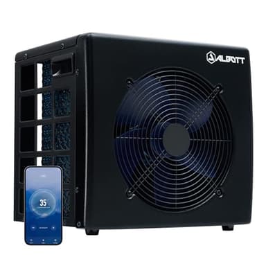 Albott Swimming Pool Heat Pump, 16,000 BTU Electric Pool Heater for Above Ground and Inground Pools, Heating for Pools up to 5,000 Gallons, Bluetooth Control, 110V–120V, Black