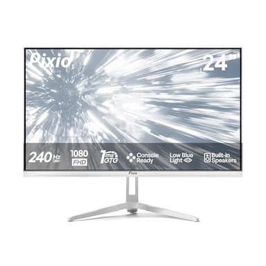 Pixio PX249 Wave White 24 inch 240Hz Refresh Rate FHD 1080p Resolution Fast IPS Panel 1ms GTG Response Time Built-in Speakers Gaming Monitor with Adaptive Sync
