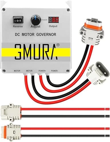 GMURA Waterproof PWM Motor Speed Controller DC 12-24V 50A, with Voltage Display & Adjustable Potentiometr & Forward Brake Reverse Switch, for 55 lbs Trolling Motors, Upgrade 2nd Generation