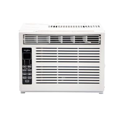 Whirlpool 8,000 BTU Window Air Conditioner with Dehumidifier, 115V, Window AC for Rooms up to 350 Sq. Ft., Living Room, Bedroom, or Apartment, with 3 Speeds, Remote Control, and 24H Timer, White