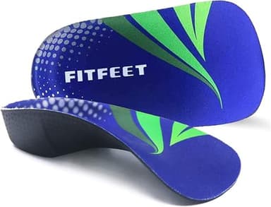 RooRuns FitFeet Orthotic Inserts 3/4 Length, High Arch Support Foot Insoles for Over-Pronation, Plantar Fasciitis, Flat Feet - Shoe Inserts for Walking, Running Men and Women