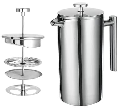 Dayngear Travel French Press, 34oz Stainless Steel Coffee Press for Camping, Double Wall Insulated & No Drip Spout plastic free coffee maker