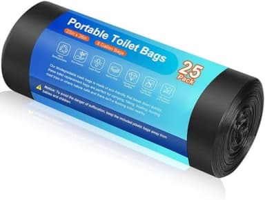 25 Portable Camping Toilet Bags, Biodegradable Compostable Thickened for 5 Gallon Bucket Toilet