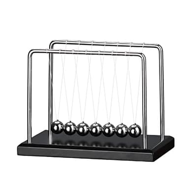 Newtons Cradle Pendulum with 7balls 50+ Sec Swingtime Glass Base Balance Ball